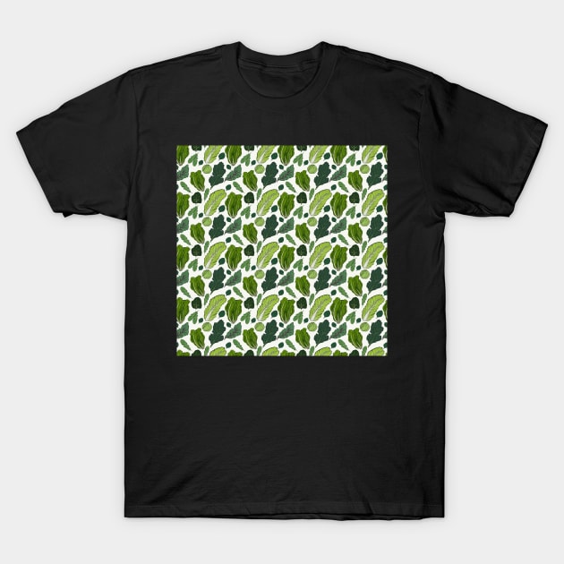 Leafy Greens Pattern - Original T-Shirt by FontaineN